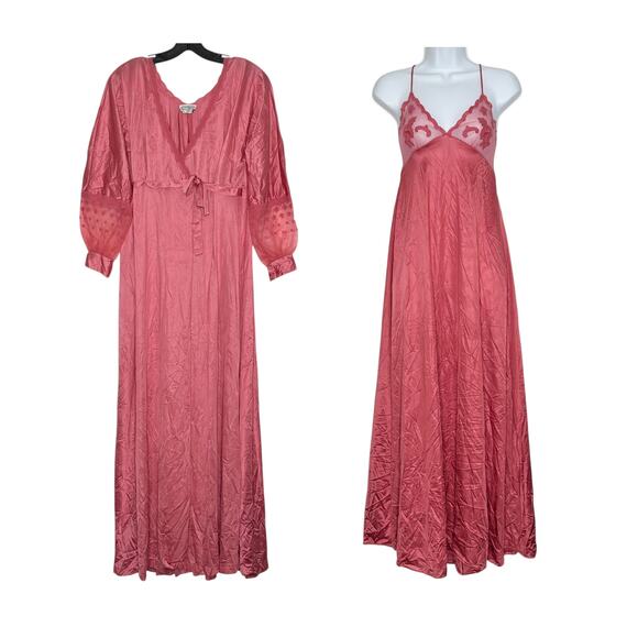 Lily of France Other - Vintage Robe Nightgown Slip Dress Coquette Romantic Balletcore Lace Pink Size PM